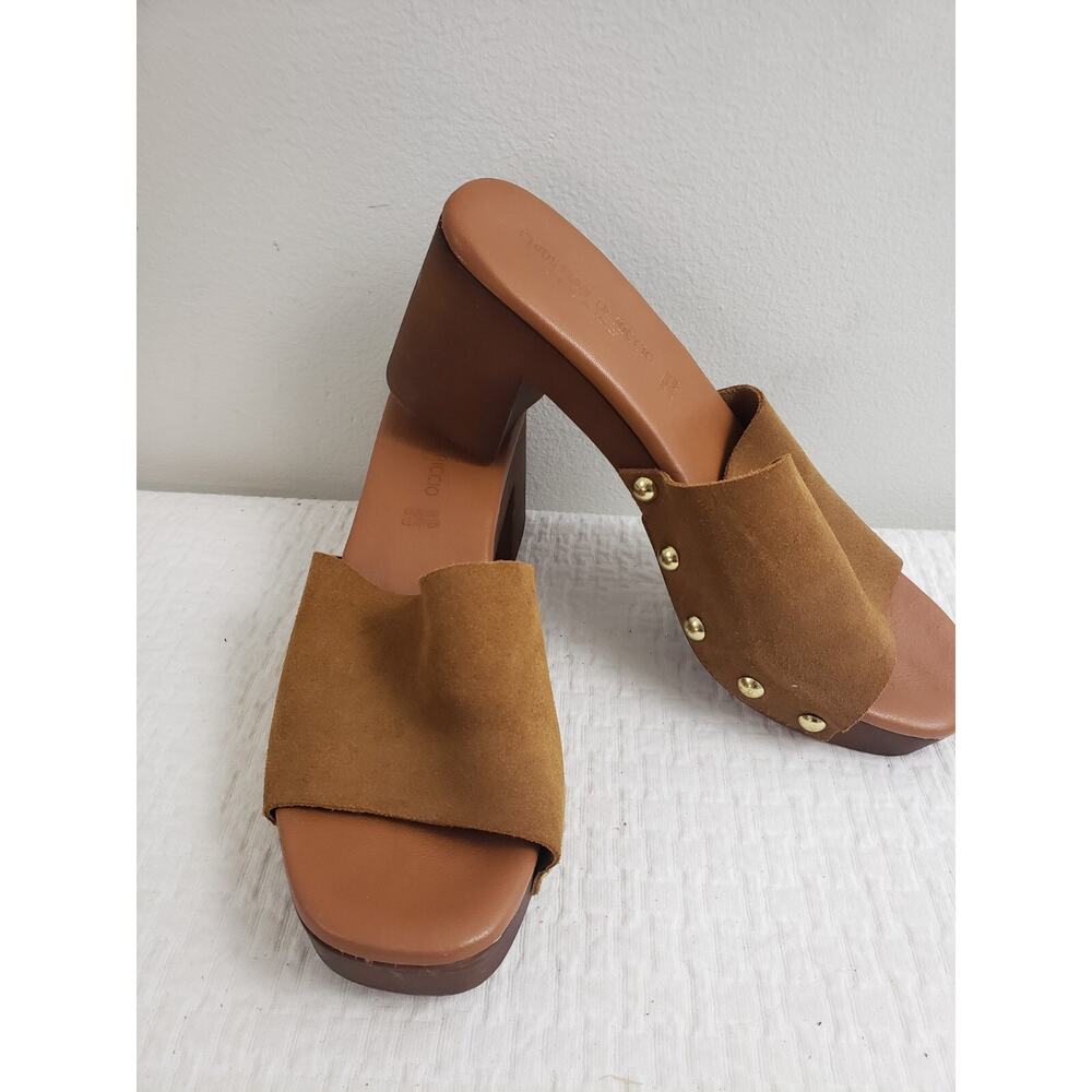 Y2K Christian Di Riccio Chunky Womens Shoes Size 8 Studded Leather Sandals Boho